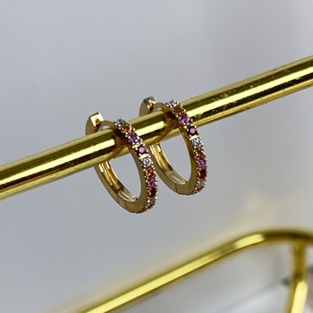 Nuran 14 kt øreklokker i rødt gull, fra serien Diamonds med 24 stk. 0,02 ct Wesselton / SI